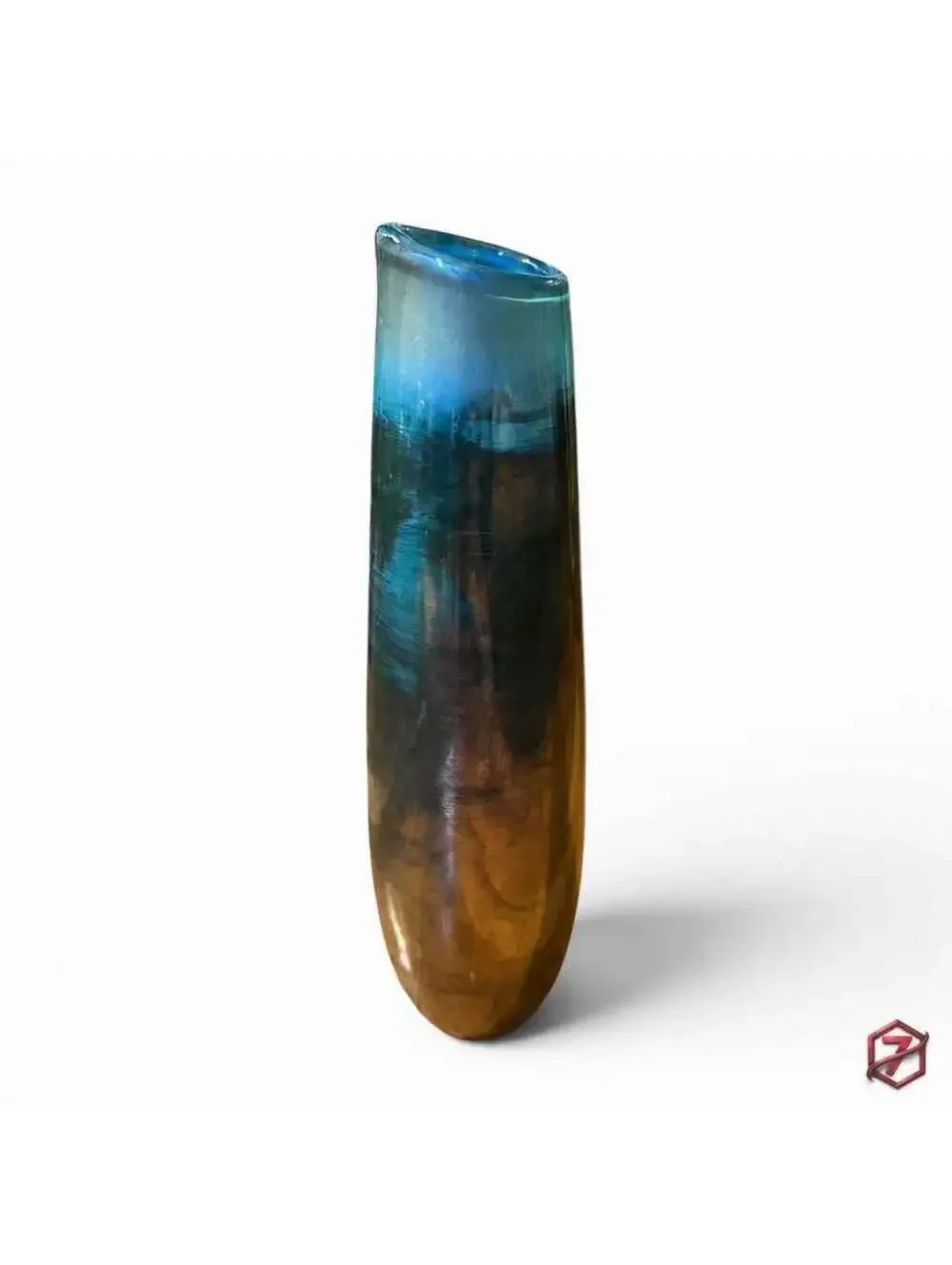 🌊 West Elm Decorative Glass Vase ✨ Blue & Smoky Metallic Gray Art Glass Style